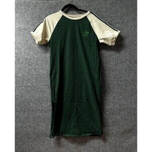 adidas Originals S Women’s Green Cream 3-Stripe Raglan Midi T-Shirt Dress